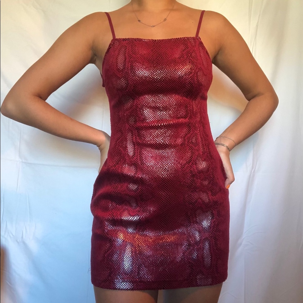 Red Snake Print Strappy Dress